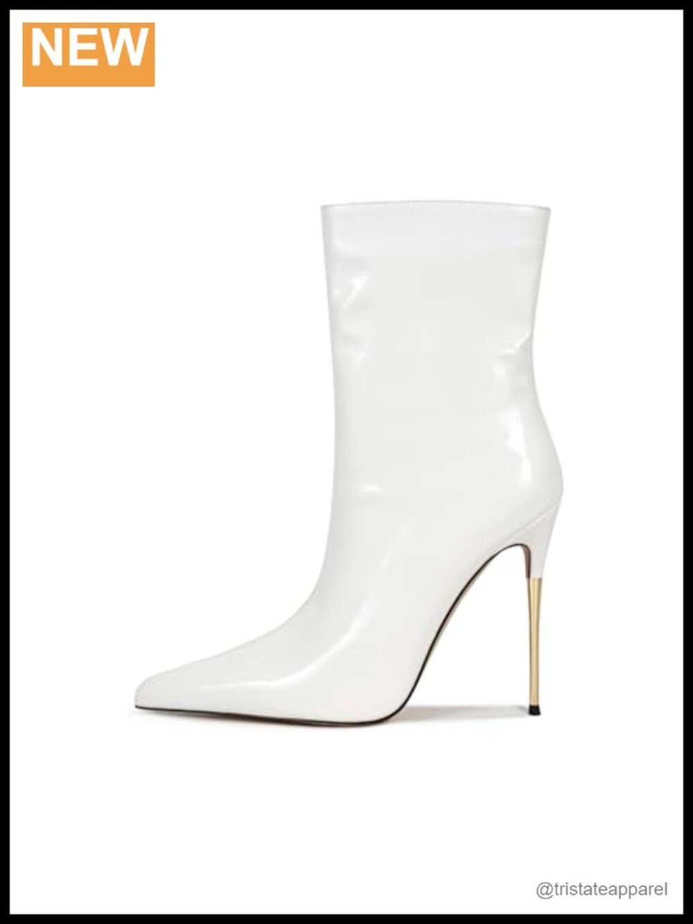 Metallic PU Pointed Toe Stiletto Heel Ankle Boots with Back Zipper
